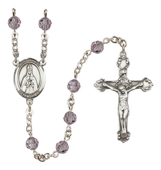 Sterling Silver 6mm Austrian Crystal Saint Blaise Rosary in Light Amethyst