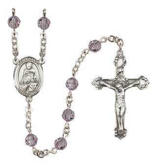 Sterling Silver 6mm Austrian Crystal Saint Daniel Rosary in Light Amethyst