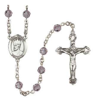 Sterling Silver 6mm Austrian Crystal Saint Edward the Confessor Rosary in Light Amethyst