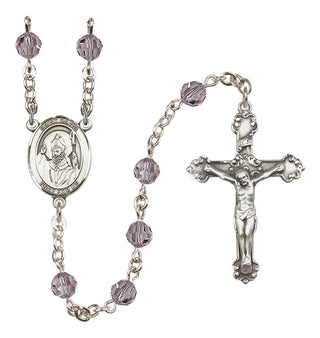 Sterling Silver 6mm Austrian Crystal Saint David of Wales Rosary in Light Amethyst