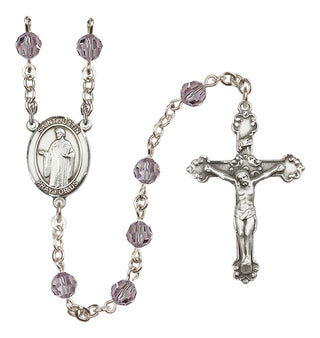 Sterling Silver 6mm Austrian Crystal Saint Justin Rosary in Light Amethyst