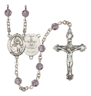 Sterling Silver 6mm Saint Joan of Arc / Army Rosary