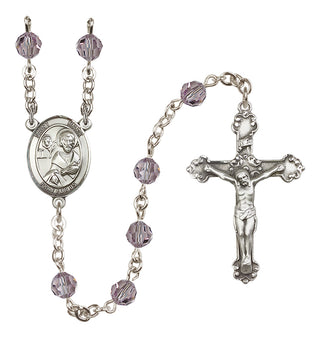 Sterling Silver 6mm Austrian Crystal Saint Mark the Evangelist Rosary in Light Amethyst