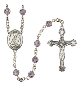Sterling Silver 6mm Austrian Crystal Saint Martha Rosary in Light Amethyst