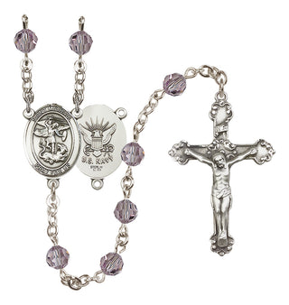 Sterling Silver 6mm Saint Michael / Navy Rosary