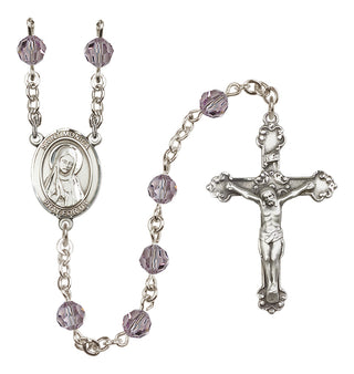Sterling Silver 6mm Austrian Crystal Saint Monica Rosary in Light Amethyst