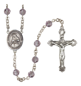 Sterling Silver 6mm Austrian Crystal Virgen de la Divina Providencia Rosary in Light Amethyst