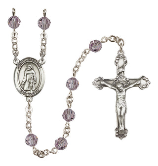 Sterling Silver 6mm Austrian Crystal Saint Peregrine Laziosi Rosary in Light Amethyst