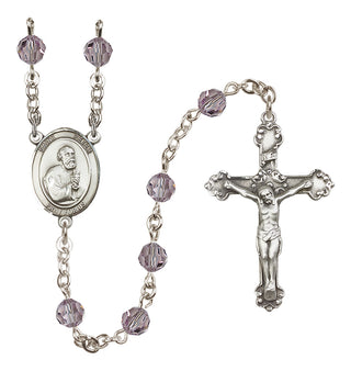 Sterling Silver 6mm Austrian Crystal Saint Peter the Apostle Rosary in Light Amethyst