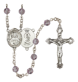 Sterling Silver 6mm Austrian Crystal Scapular Rosary in Light Amethyst