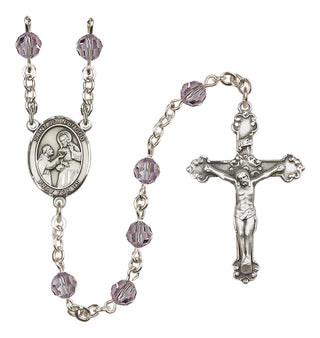 Sterling Silver 6mm Austrian Crystal Saint John of God Rosary in Light Amethyst