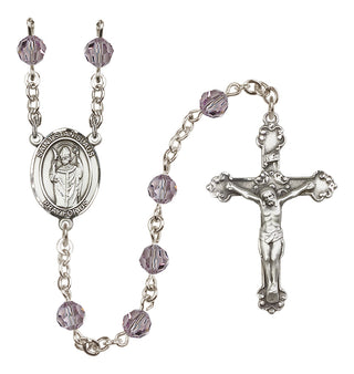 Sterling Silver 6mm Austrian Crystal Saint Stanislaus Rosary in Light Amethyst