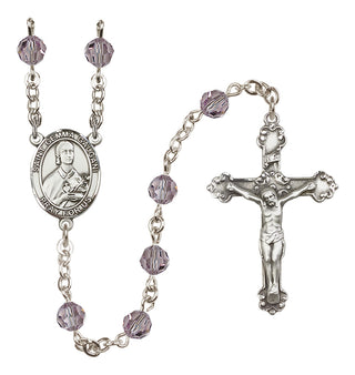 Sterling Silver 6mm Austrian Crystal Saint Gemma Galgani Rosary in Light Amethyst
