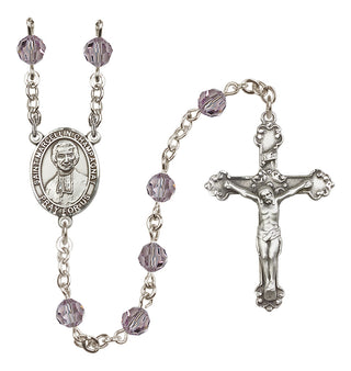 Sterling Silver 6mm Austrian Crystal Saint Marcellin Champagnat Rosary in Light Amethyst