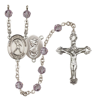 Sterling Silver 6mm Saint Christopher/Football Rosary