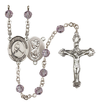 Sterling Silver 6mm Saint Christopher/Ice Hockey Rosary