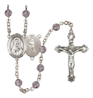 Sterling Silver 6mm Austrian Crystal Saint Rita / Baseball Rosary in Light Amethyst
