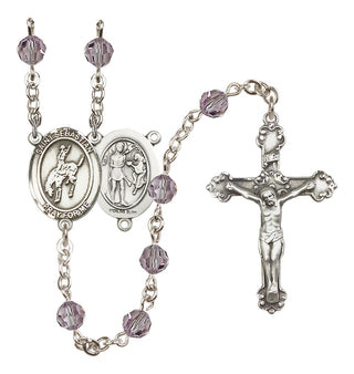 Sterling Silver 6mm Austrian Crystal Saint Sebastian / Rodeo Rosary in Light Amethyst