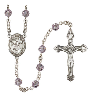 Sterling Silver 6mm Austrian Crystal Saint Bernard of Clairvaux Rosary in Light Amethyst