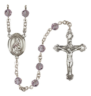 Sterling Silver 6mm Austrian Crystal Saint Matilda Rosary in Light Amethyst