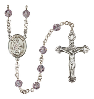 Sterling Silver 6mm Austrian Crystal Saint Isabella of Portugal Rosary in Light Amethyst