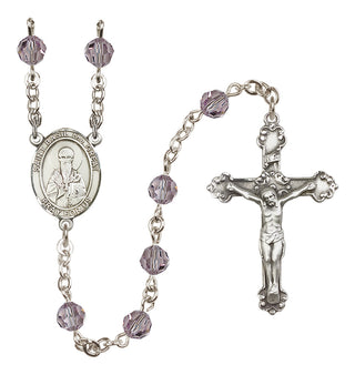 Sterling Silver 6mm Austrian Crystal Saint Basil the Great Rosary in Light Amethyst