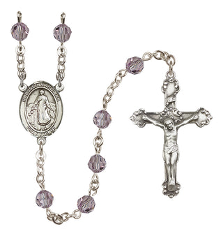 Sterling Silver 6mm Austrian Crystal Blessed Karolina Kozkowna Rosary in Light Amethyst