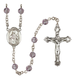 Sterling Silver 6mm Austrian Crystal Saint Walter of Pontoise Rosary in Light Amethyst