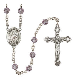 Sterling Silver 6mm Austrian Crystal Saint Deborah Rosary in Light Amethyst