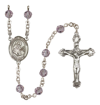 Sterling Silver 6mm Austrian Crystal Our Lady of Mercy Rosary in Light Amethyst