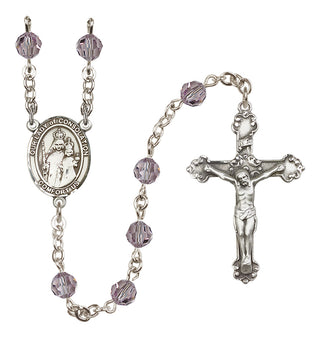Sterling Silver 6mm Austrian Crystal Our Lady of Consolation Rosary in Light Amethyst