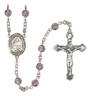 Sterling Silver 6mm Austrian Crystal Saint Marie Magdalen Postel Rosary in Light Amethyst
