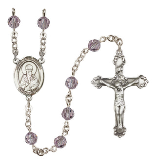 Sterling Silver 6mm Austrian Crystal Saint Athanasius Rosary in Light Amethyst