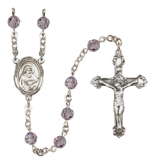 Sterling Silver 6mm Austrian Crystal Saint Bede the Venerable Rosary in Light Amethyst