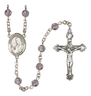 Sterling Silver 6mm Austrian Crystal Saint Finnian of Clonard Rosary in Light Amethyst