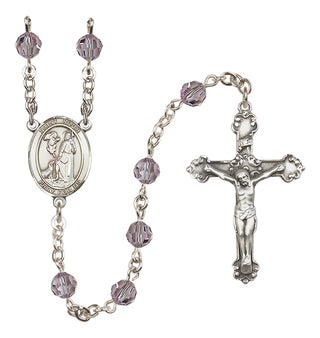 Sterling Silver 6mm Austrian Crystal Saint Roch Rosary in Light Amethyst