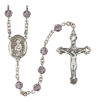 Sterling Silver 6mm Austrian Crystal Saint Christina the Astonishing Rosary in Light Amethyst