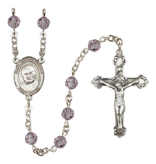 Sterling Silver 6mm Austrian Crystal Saint Arnold Janssen Rosary in Light Amethyst