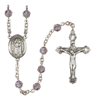 Sterling Silver 6mm Austrian Crystal Saint Matthias the Apostle Rosary in Light Amethyst