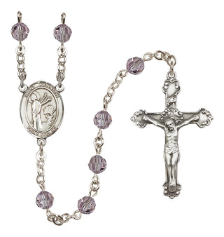 Sterling Silver 6mm Austrian Crystal Saint Kenneth Rosary in Light Amethyst