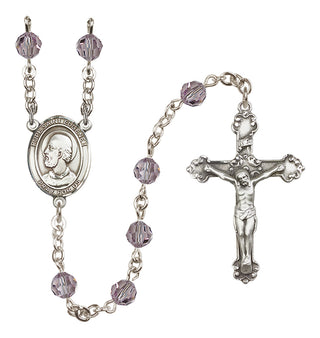 Sterling Silver 6mm Austrian Crystal Pope Saint Eugene I Rosary in Light Amethyst