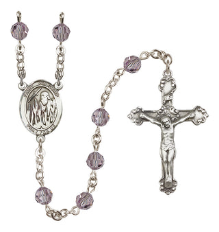 Sterling Silver 6mm Austrian Crystal Saint Polycarp of Smyrna Rosary in Light Amethyst