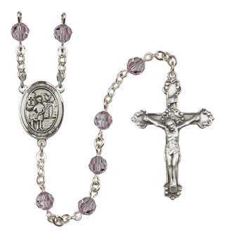 Sterling Silver 6mm Austrian Crystal Saint Vitus Rosary in Light Amethyst