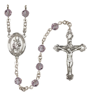 Sterling Silver 6mm Austrian Crystal Saint Simon the Apostle Rosary in Light Amethyst