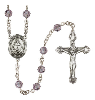Sterling Silver 6mm Austrian Crystal Saint Theodora Rosary in Light Amethyst