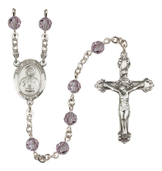 Sterling Silver 6mm Austrian Crystal Saint Peter Chanel Rosary in Light Amethyst