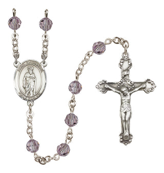 Sterling Silver 6mm Austrian Crystal Saint Nathanael Rosary in Light Amethyst