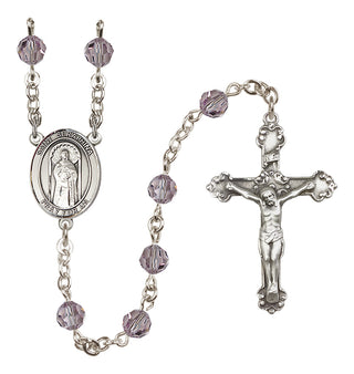 Sterling Silver 6mm Austrian Crystal Saint Seraphina Rosary in Light Amethyst