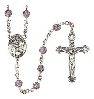 Sterling Silver 6mm Austrian Crystal Saint Margaret Mary Alacoque Rosary in Light Amethyst