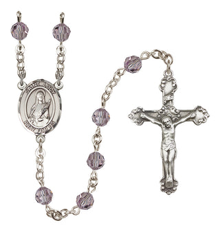 Sterling Silver 6mm Austrian Crystal Saint Lucy Rosary in Light Amethyst